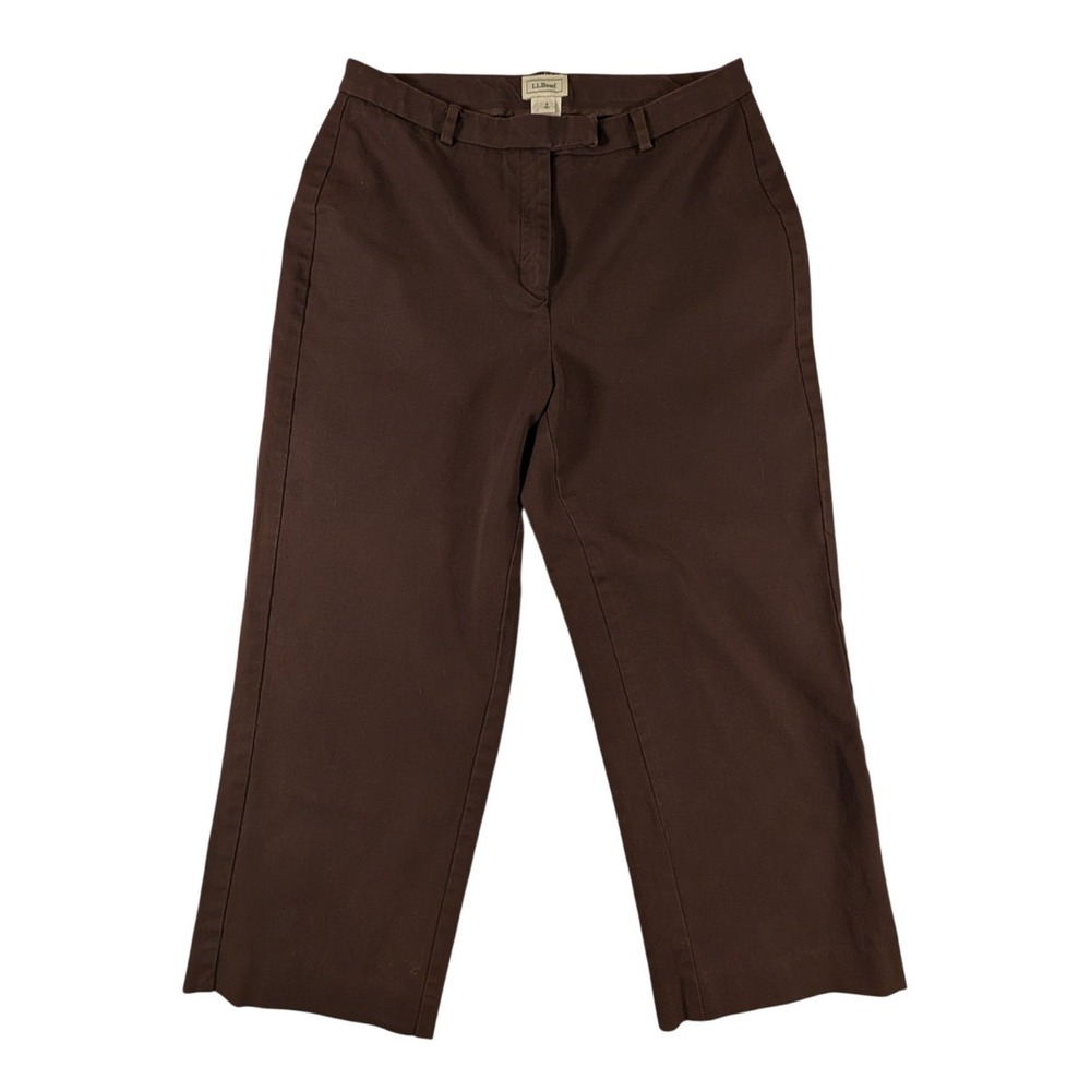 LL Bean Womens Brown Cotton Lycra Straight‎ Crop Capri Pants Stretch  Size 6 Reg